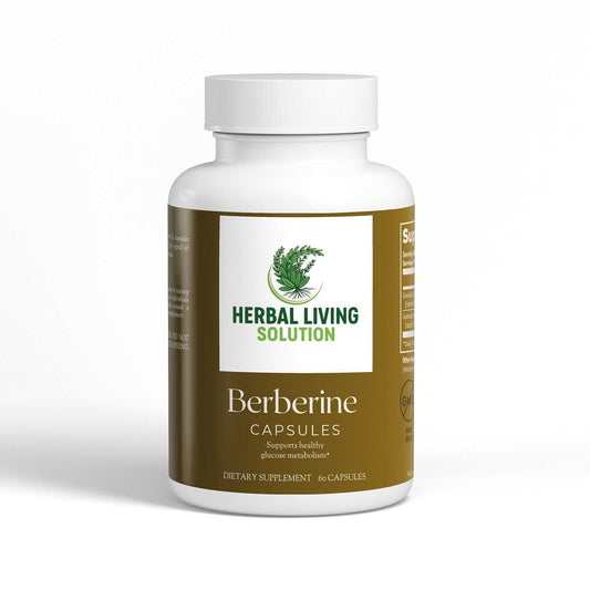 Herbal Living Solution Berberine capsules for blood sugar and heart health support, 60 count bottle