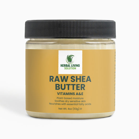 4 oz jar of organic raw shea butter with vitamins A and E, plant-based moisturizer for dry and sensitive skin