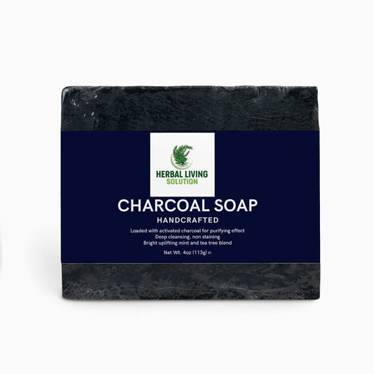 Handcrafted charcoal soap bar with activated charcoal, peppermint, and tea tree for deep cleansing and refreshing skincare